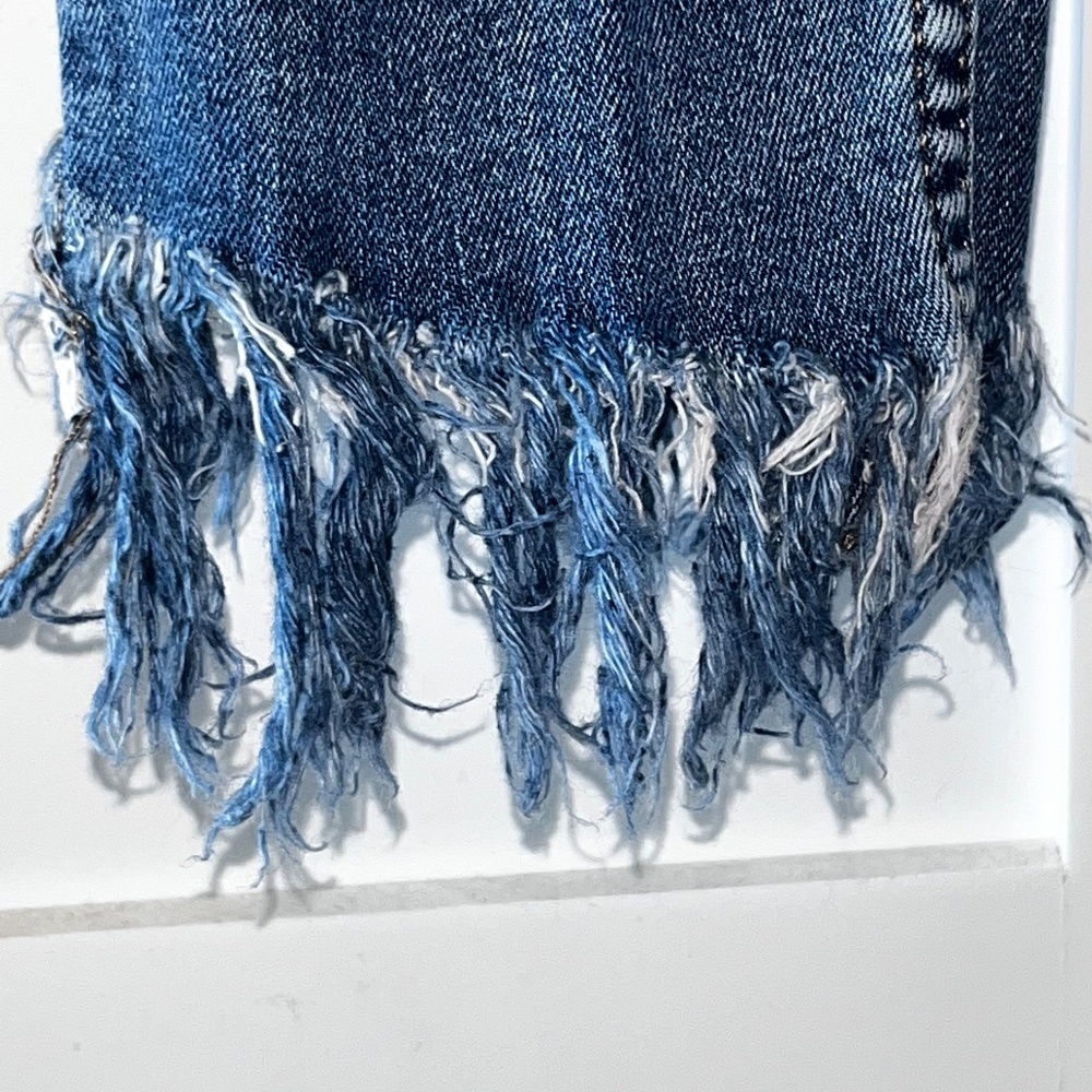 Free People Great Heights Frayed Skinny Jeans 25 Distressed Raw Fringe Hem - Picture 3 of 13